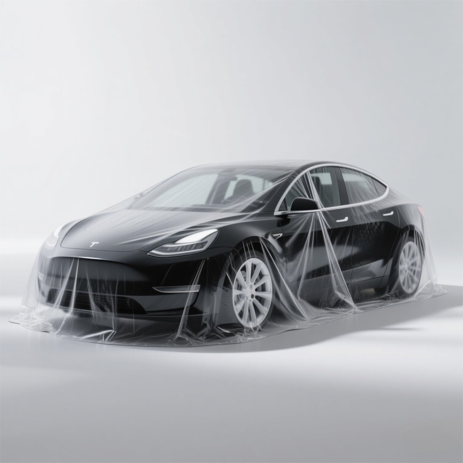 Disposable Car Covers Waterproof Dust Protection for Vehicles Fits Most Sedans SUVs L 12-23 ft - Transparent Plastic