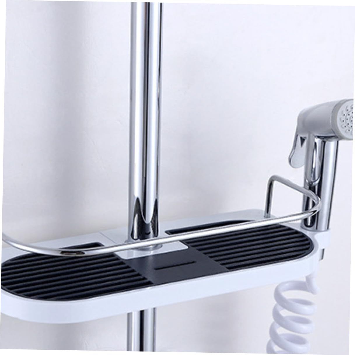 jojofuny Mensola Doccia Facile da Pulire in Abs e Inox senza Foratura Supporto Regolabile e Rimovibile per Bagno per Casa