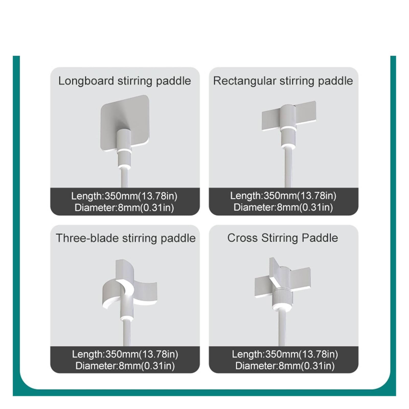 PTFE 350 mm Rührstab Rührblatt Rührpaddel Laborbedarf for Overhead-Rührmischer Stabiler Betrieb über lange Zeit(D)