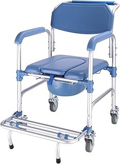 ECSWP 3 en 1 de la cómoda Silla de Ruedas de Noche Aseo y ampShower Asiento de baño Silla del balanceo de Ruedas de aleación de Aluminio Resistente al Agua cómodo
