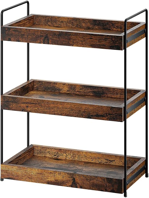 Organizador de mostrador de baño de madera de 3 niveles, estante de especias de cocina | Estante de tocador multiusos, para cuidado de la piel, maquillaje, perfumes, condimentos, se adapta al fregadero, tocador, encimeras