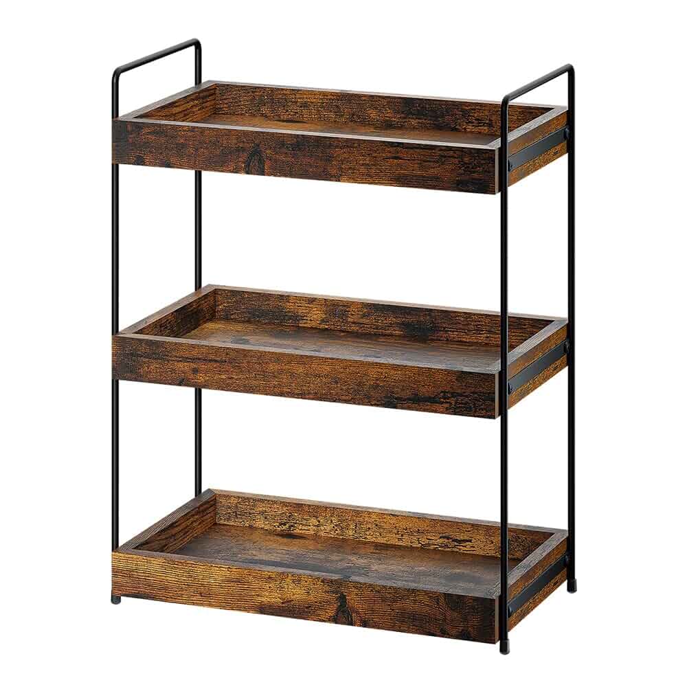 3-Tier Wood Bathroom Counter Organizer, Kitchen Spice Rack Multi-use Vanity Shelf, Holds Skincare, Makeup, Perfume, Seasoning, Fits Sink, Dresser, Countertops