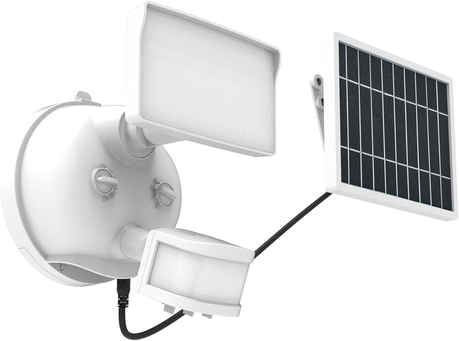 HALO Next Gen Solar-Powered LED Security Floodlight, 3 Head w/Motion Sensing, Dusk to Dawn, Adjustable Brightness - White