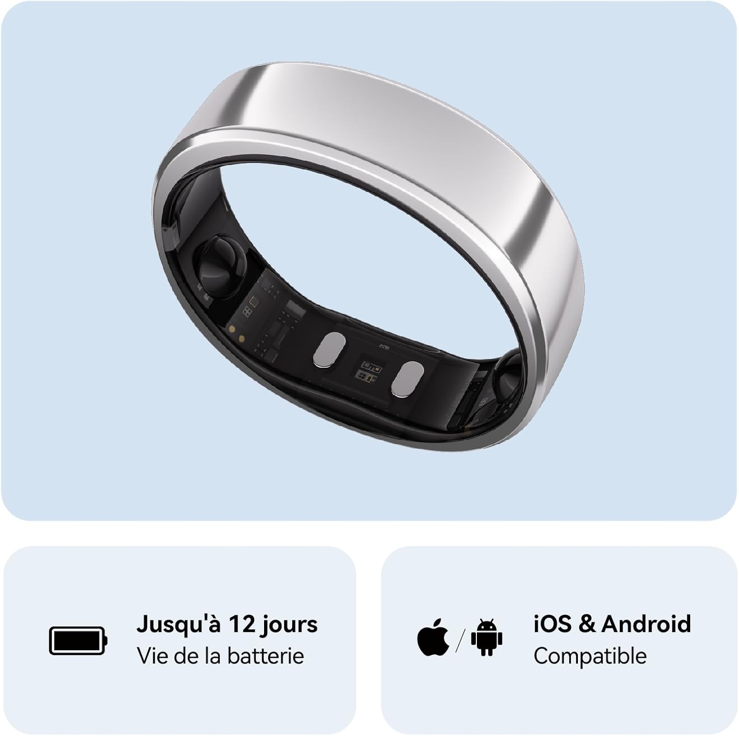 Close-up of the RingConn Gen 2 Smart Ring being placed into its magnetic charging case.