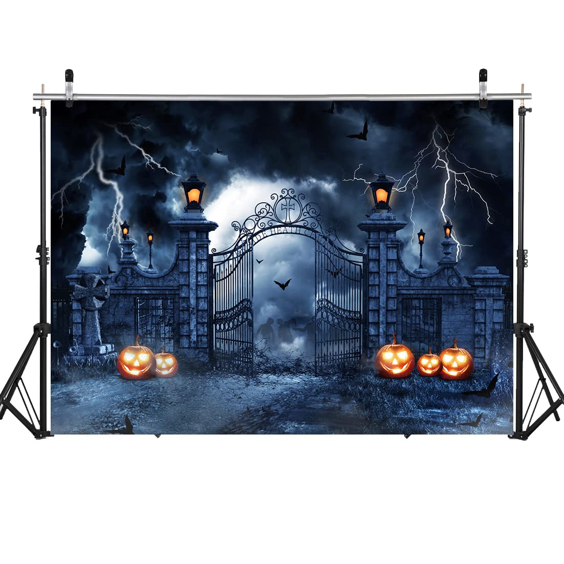 LYWYGG 10 x 8FT - Sfondo fotografico di Halloween, scena notturna con lanterna, decorazione per feste e accessori per feste per bambini CP-412-1008