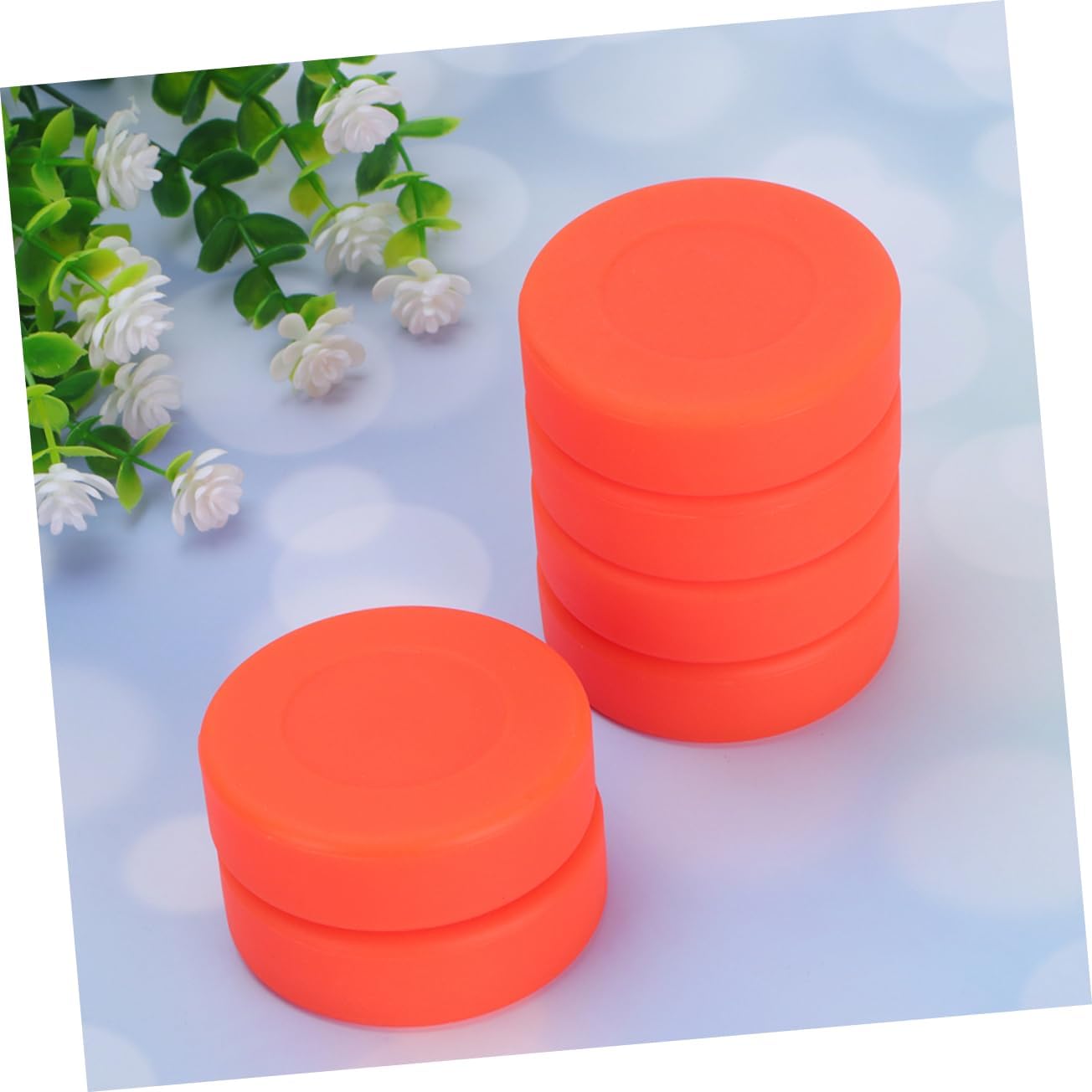 Abaodam 10 Pack Adjustable Hardness Rubber Ice Hockey Pucks for Rink | Low Bounce, Dense Texture, Good Resilience, round Shape, Red Color, for Pond Hockey and Adults, Children over 8