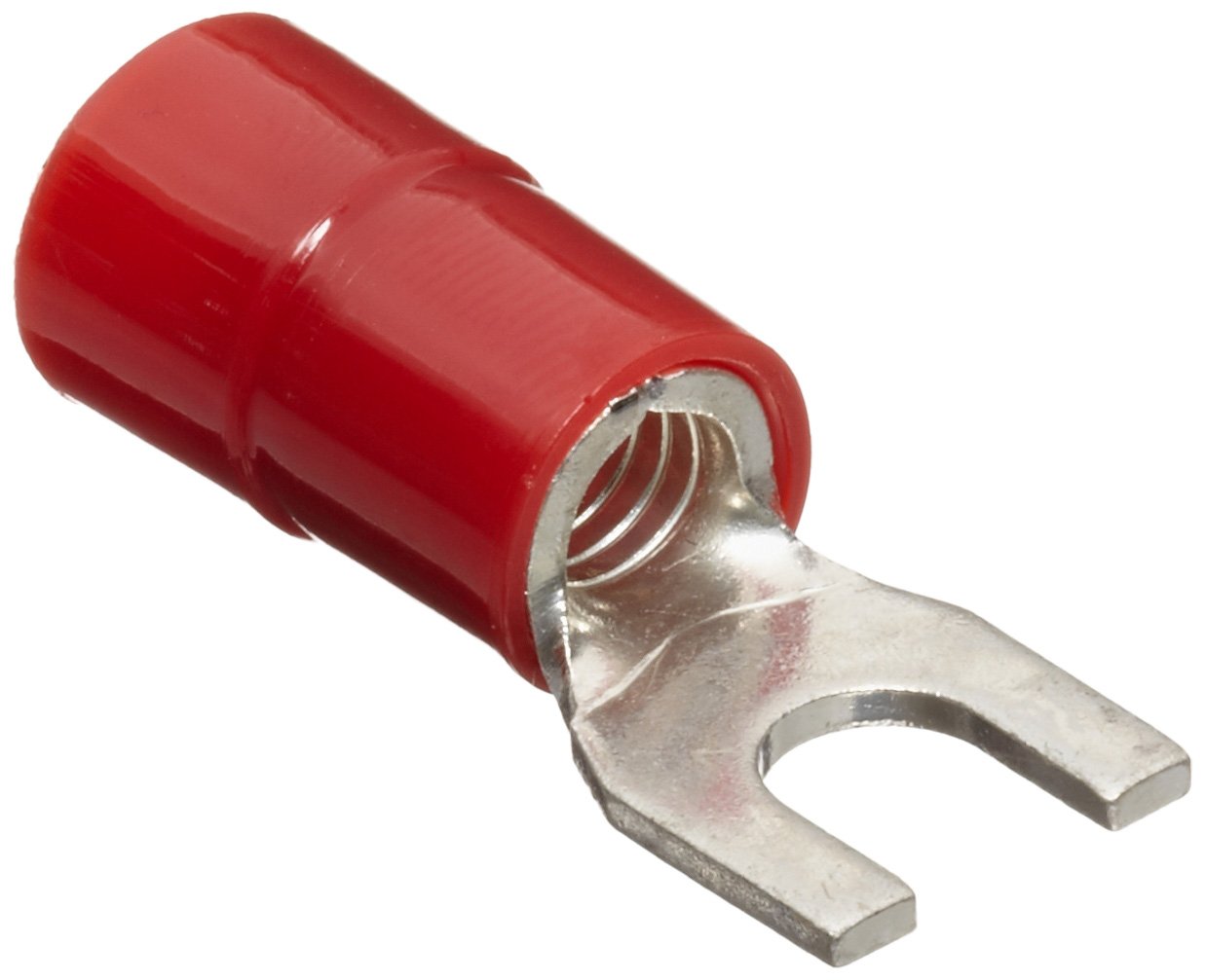 11642 Spade Terminal, Nylon Insulated, Red, 8 Wire Size, #10 Stud Size (Pack of 100)