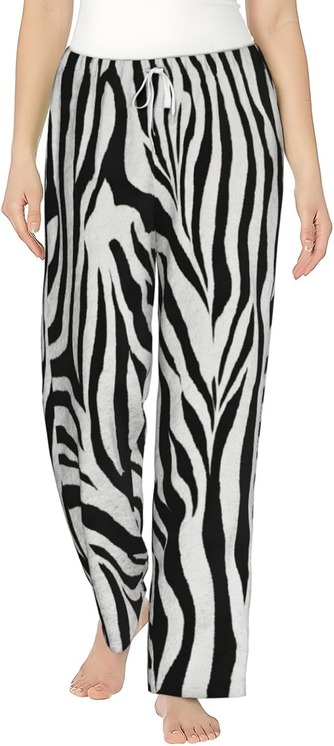 Zebra Print Print Fashion Cozy Womens Flannel Pajama Pants,Perfect For Christmas And Everyday Wear