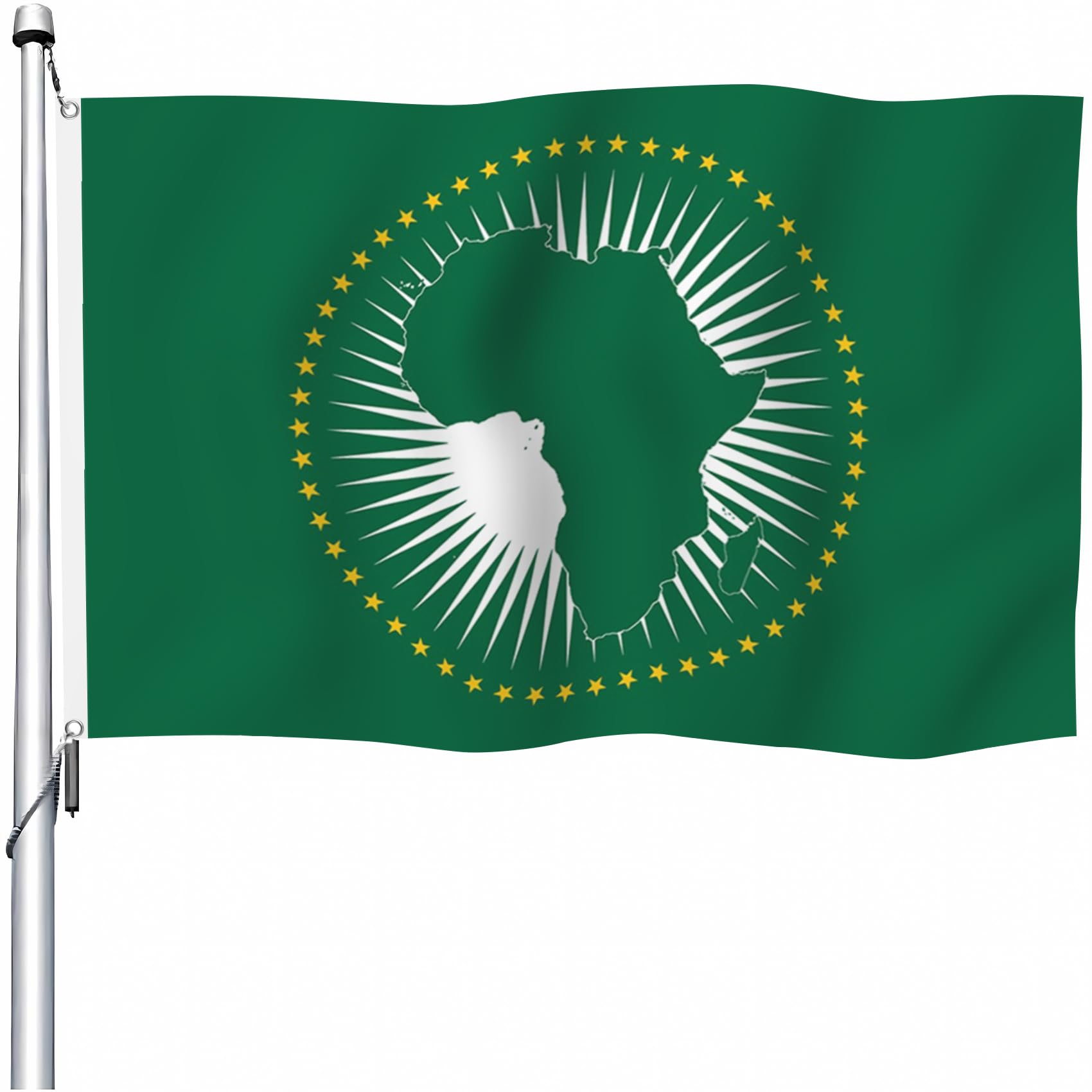 Drapeau Union Africaine 1,5x2,4m double face avec 2 œillets robustes pour extérieur