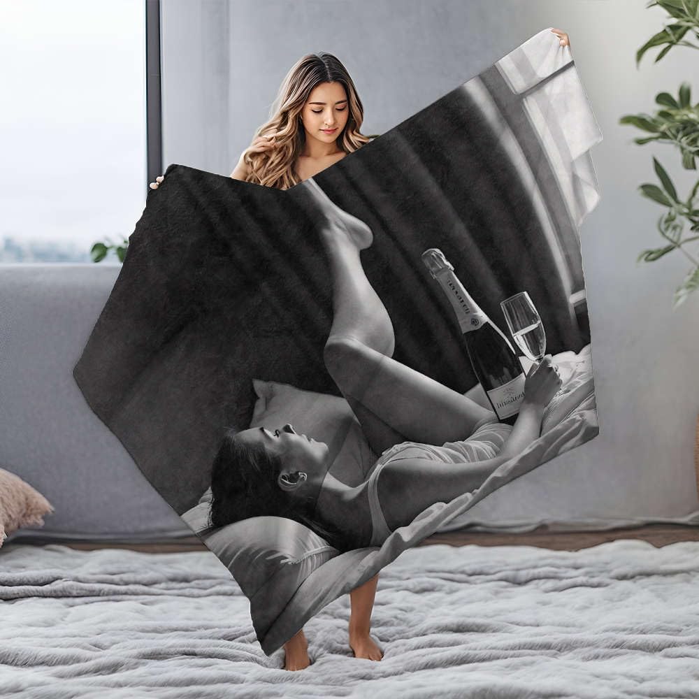 Couverture de Pâques flanelle plaid chic pour lit et soirée champagne