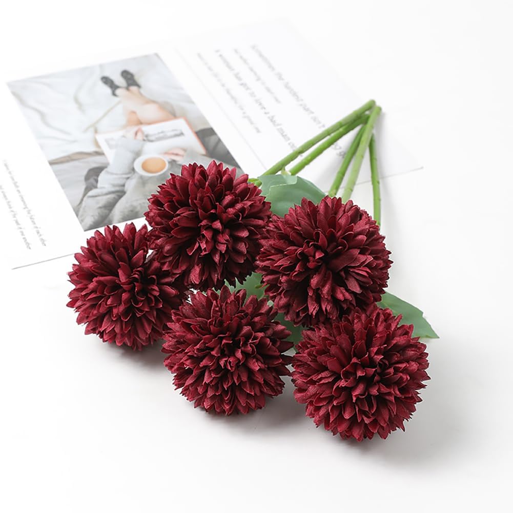 Burgundy Chrysanthemums Flower Artificial Ball