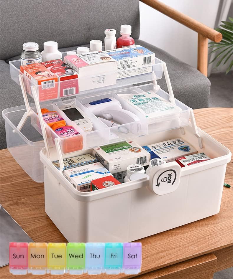 NCRGB Medikamenten Organizer,3-stöckige Apothekerschrank Hausapotheke ...