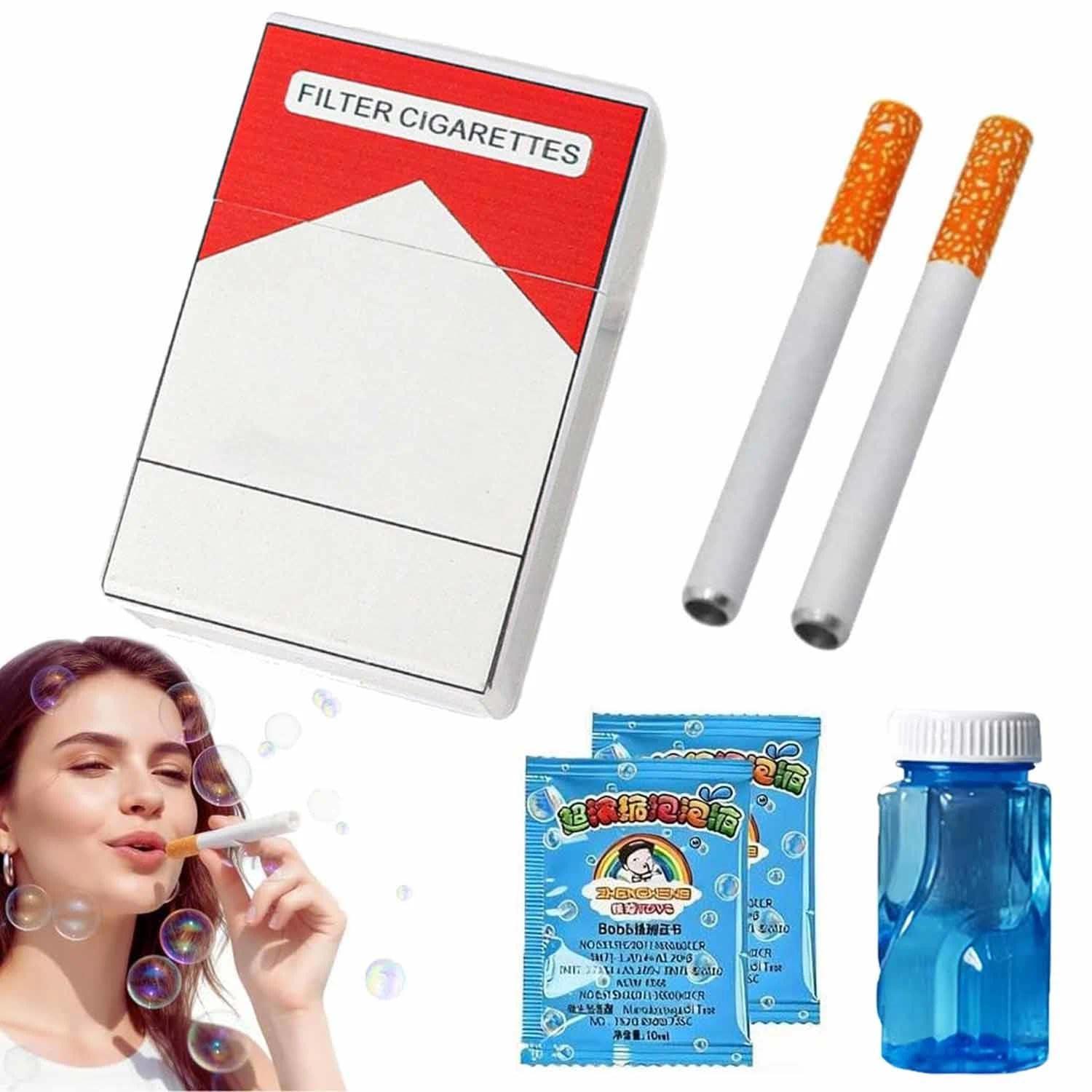 Bubble Machine Fake Stress Relief Toy,Bubble Blowing Cigarette Stress Toy,Bubbles Wands with Liquid,Mini Smoking Sticks with Liquid for Men Women,Birthday Christmas Party Funny Gifts