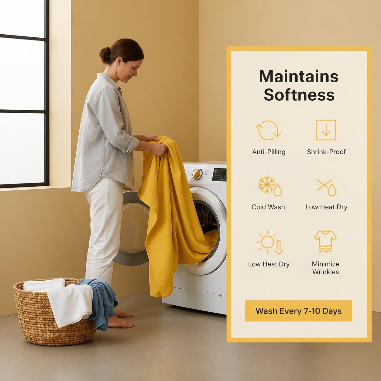 800 Thread Count 4-Piece Bed Sheet Set, King Size, 100% Pure Cotton, Yellow, Solid, Deep Pocket Fitted Sheet, Envelope Closure Pillowcases