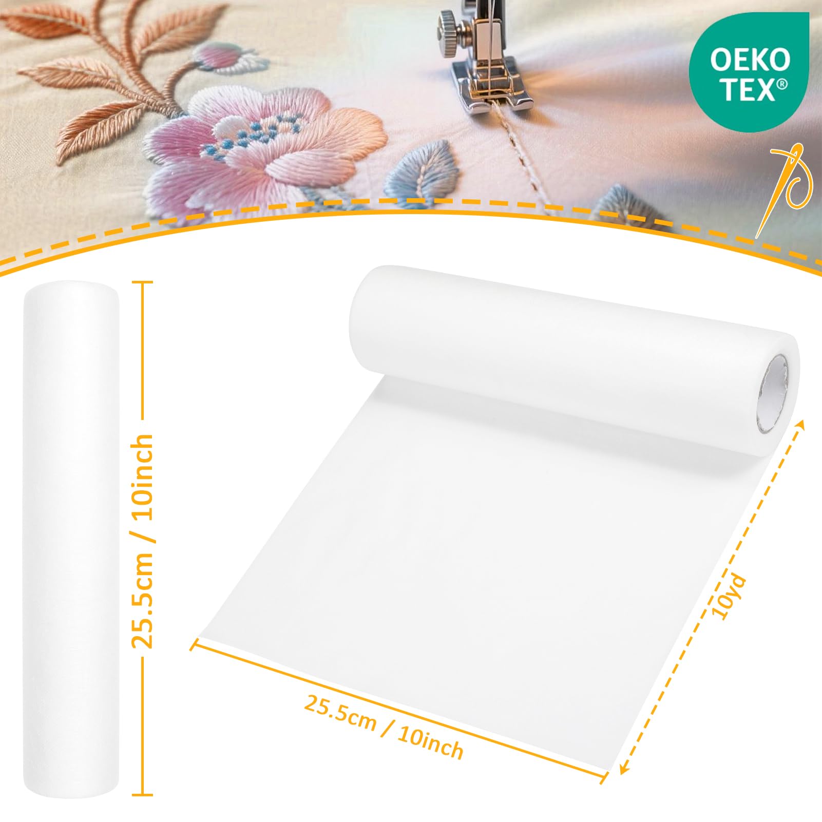 Siumir Embroidery Paper Backing 10"x10yd (Water Soluble),40gm, Cut into Variable Sizes for Sewing Embroidery by Machine and Hand - Image 2