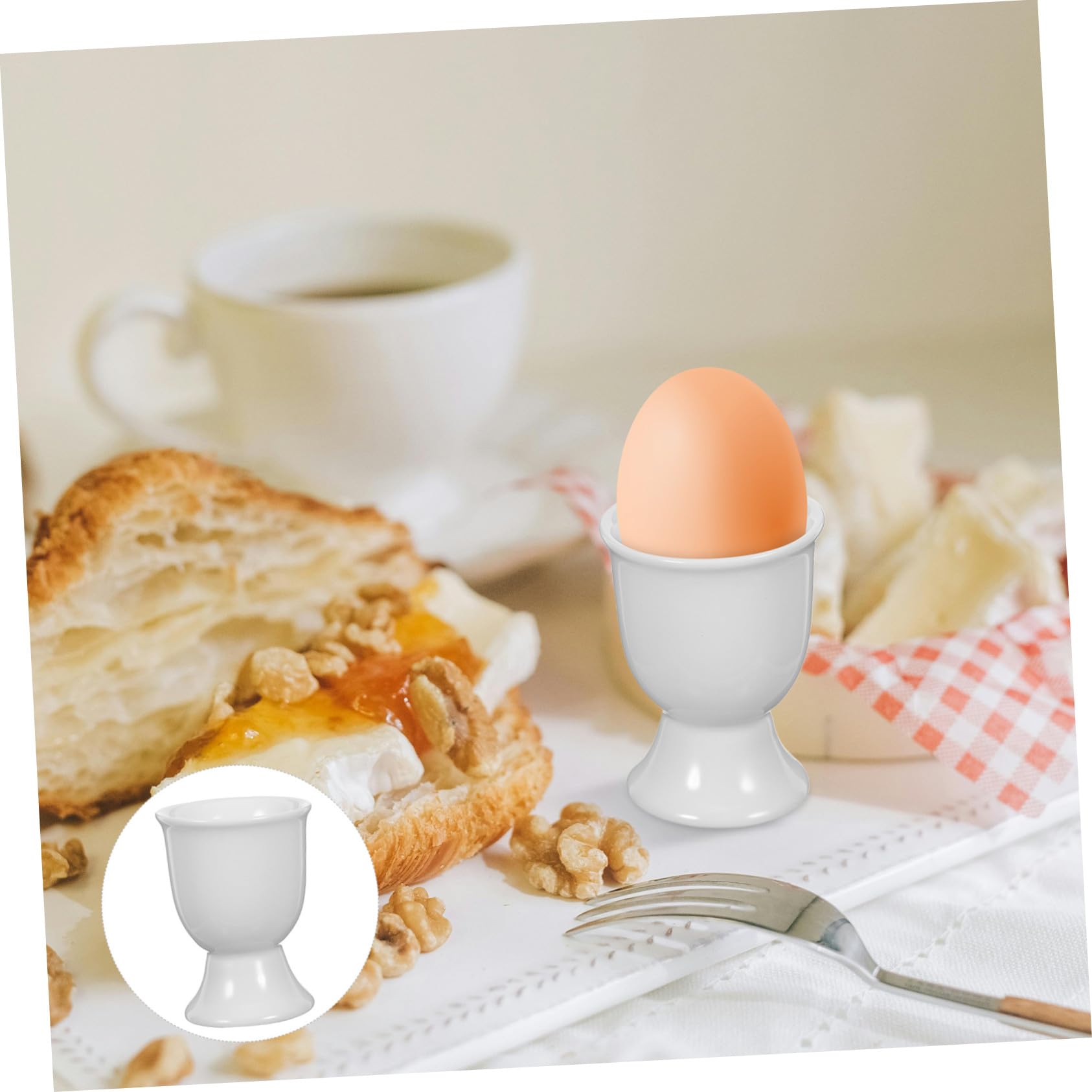 Coquetiers en Céramique Blancs, Lot de 6 pour Petit Déjeuner Cuisine | Maintiennent les Œufs à Coque, Présentation Élégante, Usage Quotidien, Service à Table et Rangement