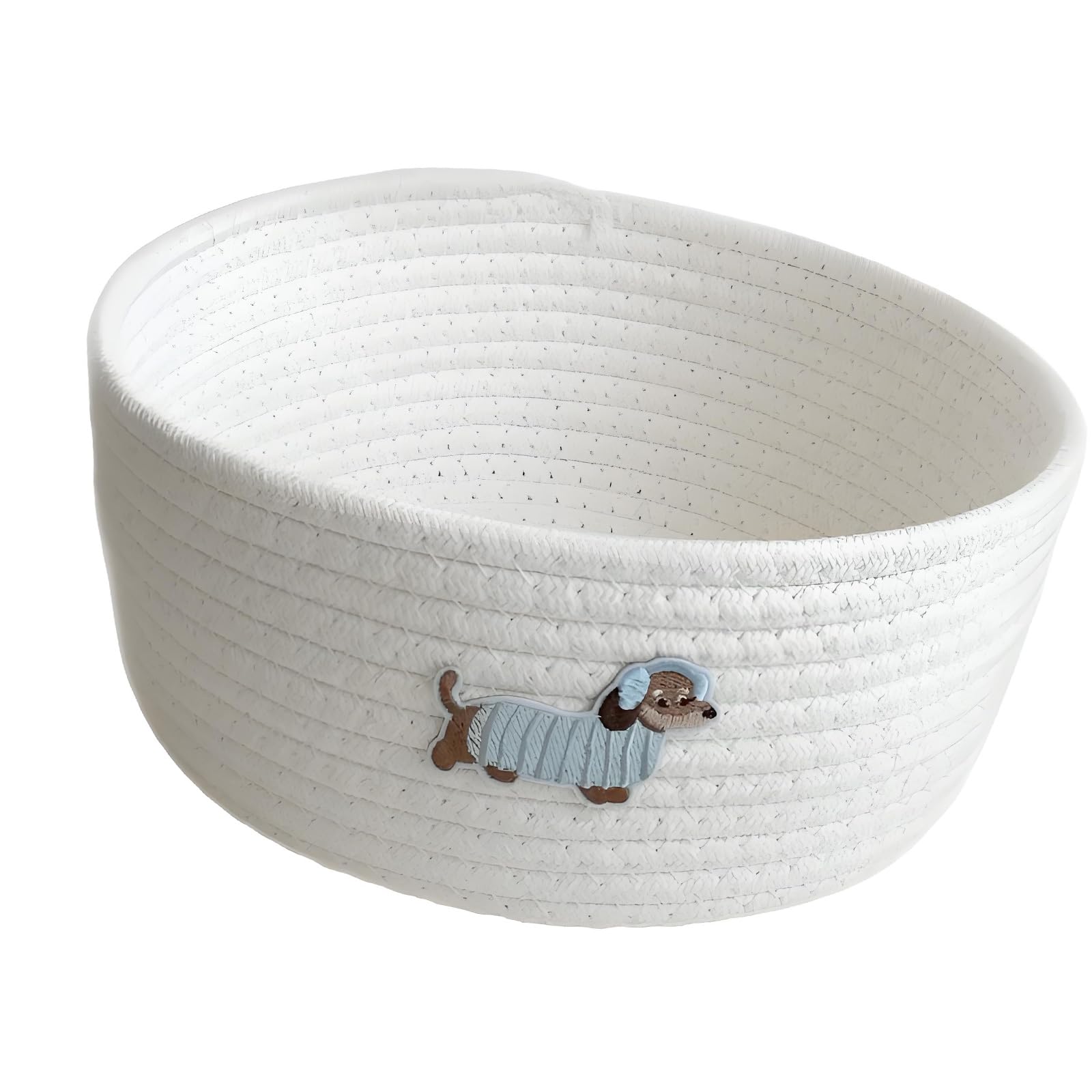 CUNZJIA Dog Embroidery Cotton Rope Storage Basket for Toy Snacks and Home Organization Woven Storage Bin