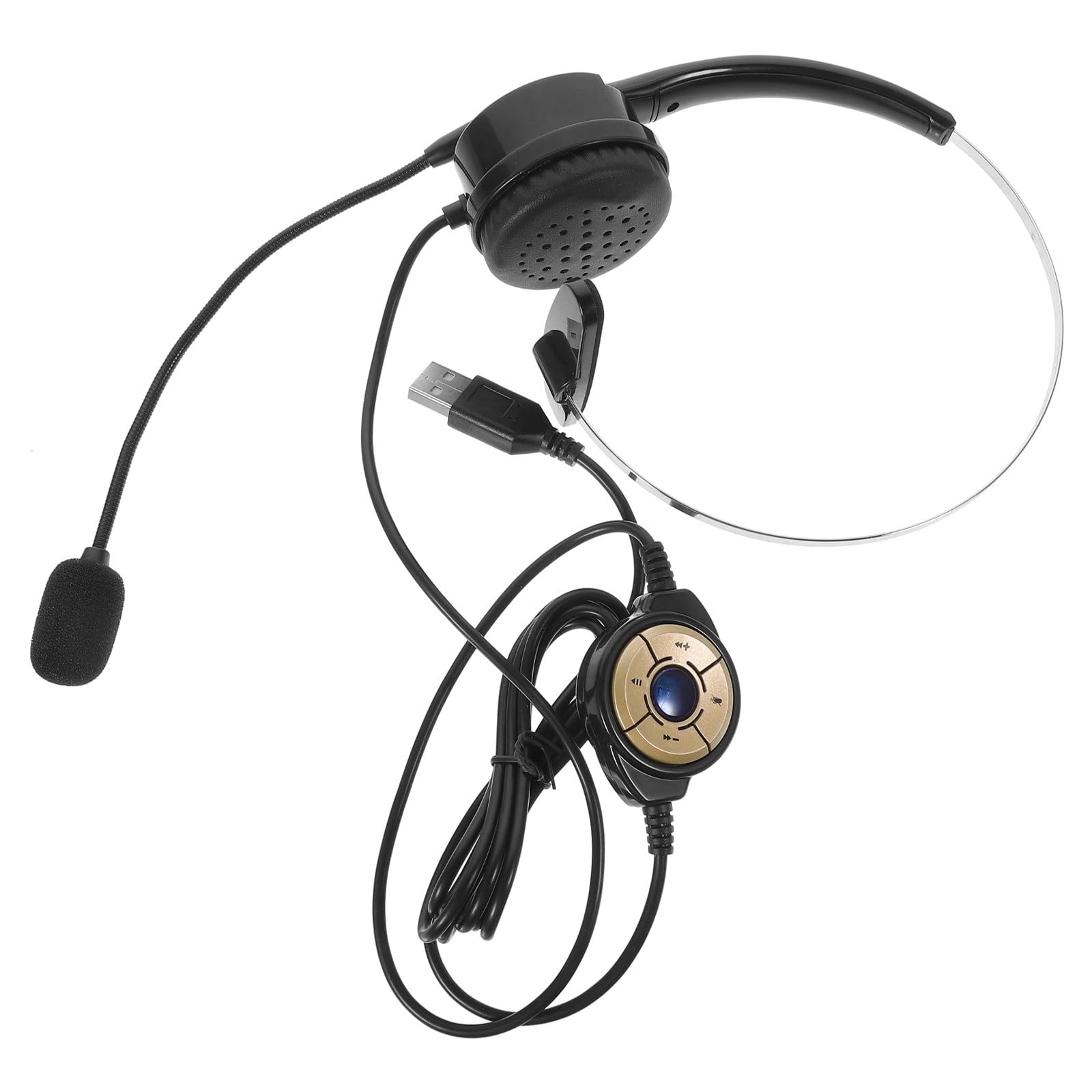 USB Single-Ear Headset with Microphone for Call Center and Gaming, Black Wired PC Telephone Headphone for Office and Live Streaming Use-picture-13