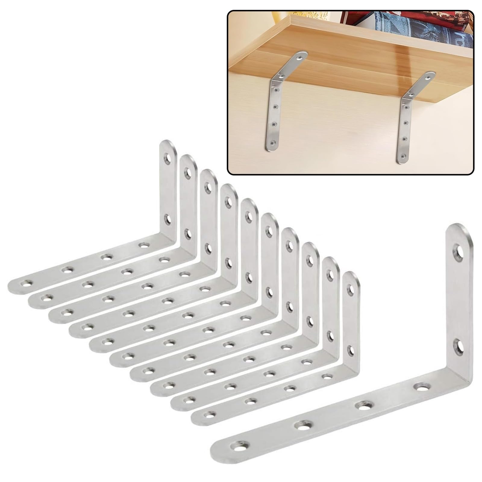 Staffe A Forma Di L for Scaffali - Giunto Angolare Decorativo In Acciaio Inossidabile Resistente for Fissaggio A Parete Ad Angolo Retto