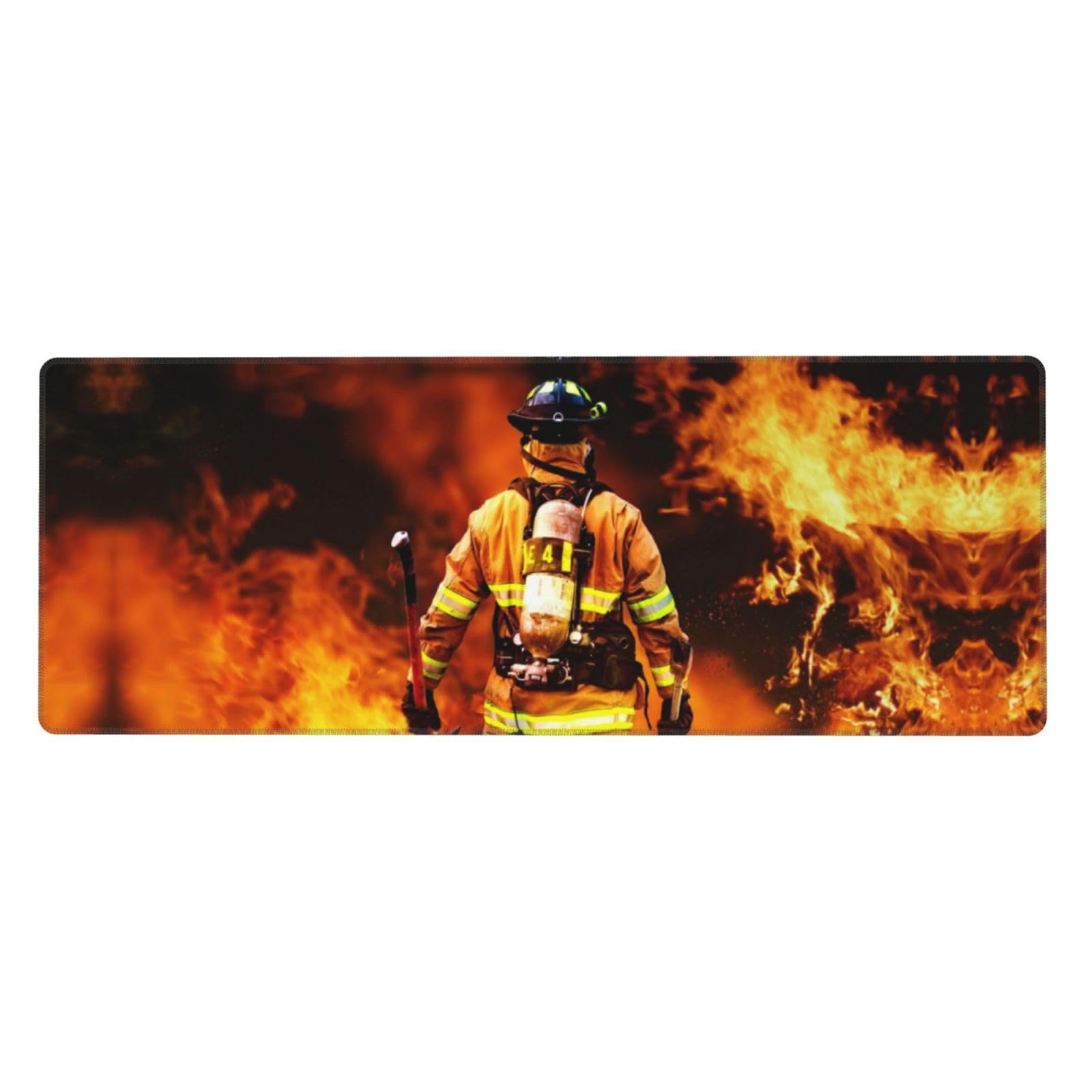 XXL Gaming Mauspad 'Feuerwehrmann' – 80x30 Cm, Rutschfeste Gummiunterseite | Für Schreibtisch, Büro & PC