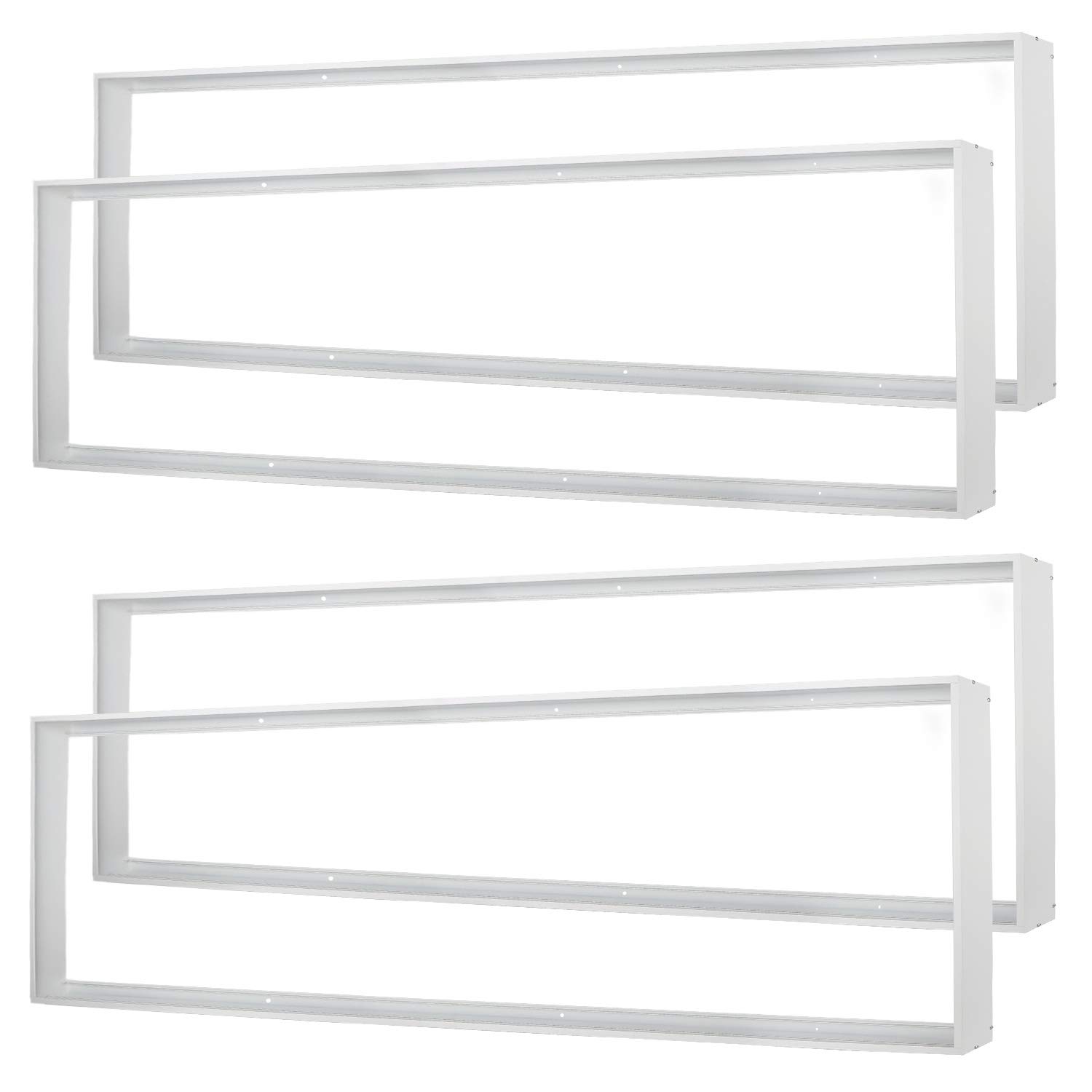 4x1FT Surface Mount Kit, 4 Set Aluminium Surface Mounting Bracket Kit, 4' by 1' Ceiling Mount Frame, for 48"x12" LED Flat Panel Light, Drop Ceiling Light, Troffer Light Fixtures (Pack of 4)