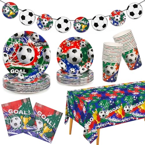 Vaisselle jetable football 2026 anniversaire avec assiettes et tasses pour table