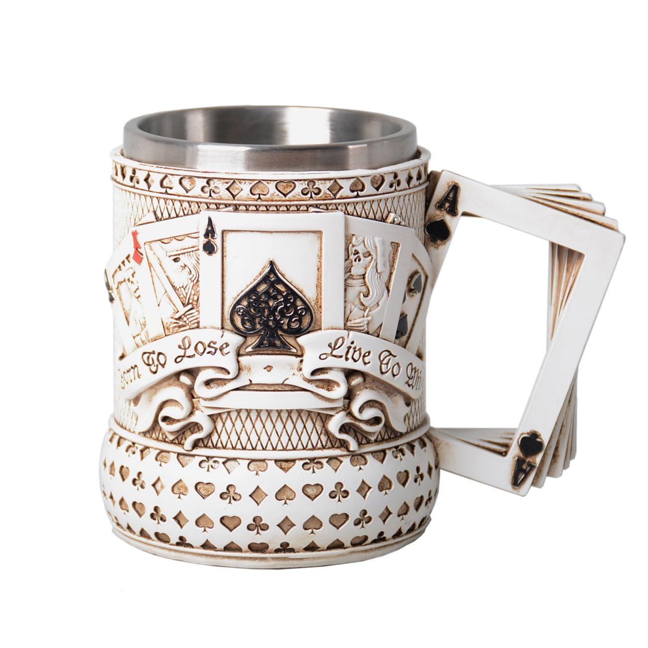 HAUCOZE Kubek do piwa kufel Oktoberfest kubek do picia kawy prezent urodzinowy 445 ml | Izolowane kubki ze stali nierdzewnej, poker, kolekcjonerski dom bar festiwal dekoracja dla mężczyzn ojca męża