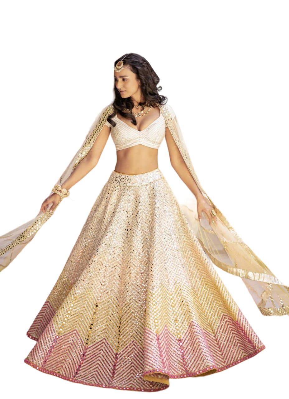 pristiq Women's Sequence With Thread And Jari Embroidery Work Georgette Ethnic wear Semi-stitched Lehenga Choli With Dupatta (S_A_E_875925_Cream_Free Size)-picture-18