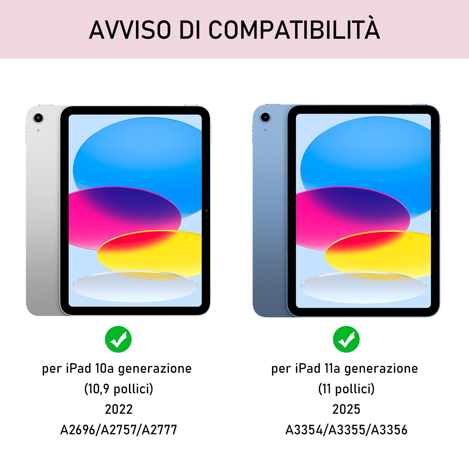 Tastiera ipad 10 Generazione 10.9" 2022/(A16) 11 Generazione 11" 2025 con Custodia, Italiano QWERTY Rimovibile Tastieras ipad 10/11, Slim Cover ipad 10 Generazione con tastiera,Rosa