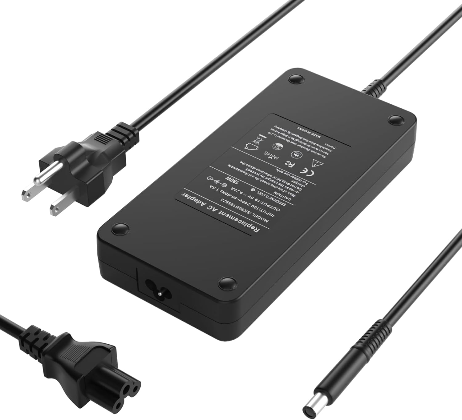 180W Charger Compatible with Dell Dock WD19 WD19S WD19TBS WD19TB WD15 SD25 WD22TB4 D6000 TB15 TB16 TB18DC K16A K17A001 SD25TB4 Universal Docking Station Power Adapter Cord