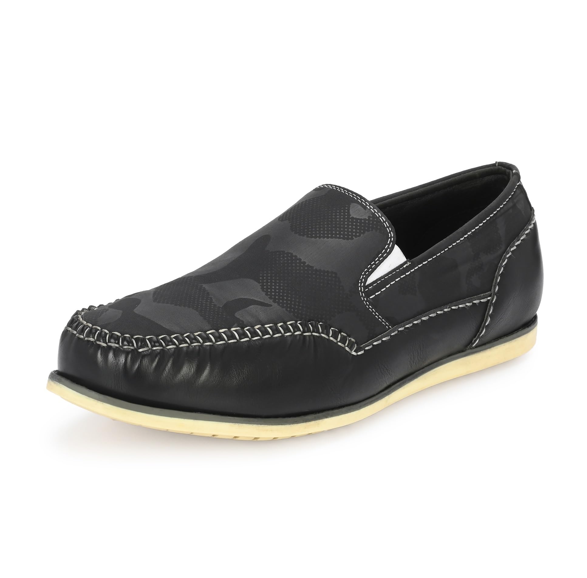 hitz Men's Black Leather Moccasins Boat Shoes-picture-47