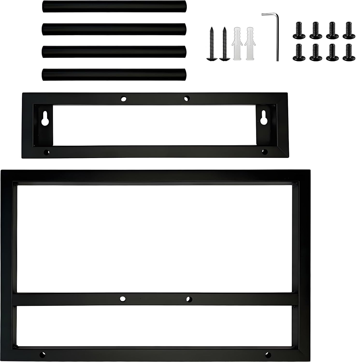 Garden Hose Holder Wall Mount,Water Hose Holders for Outside,Heavy Duty Hose Rack for 125-ft Hose Storage,Metal Hose Wall Mount Black Garden Hose Hanger