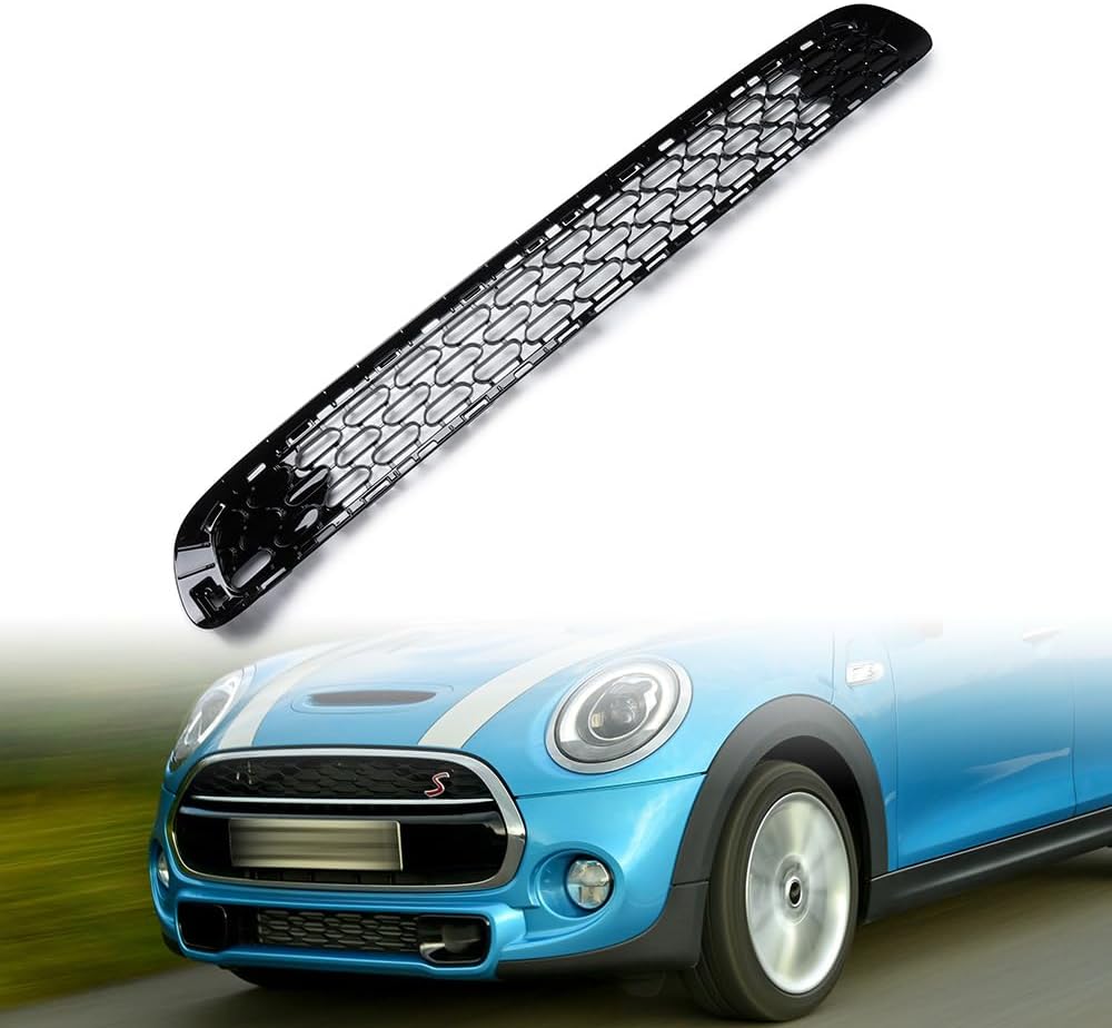 Astra Depot MINI F55 F56 F57 Front Bumper Lower Grille Center Grid Trim Compatible with BMW Mini F55, F56, F57 2014-2021 Cooper S, Cooper SD, Gloss Black Mesh Grille