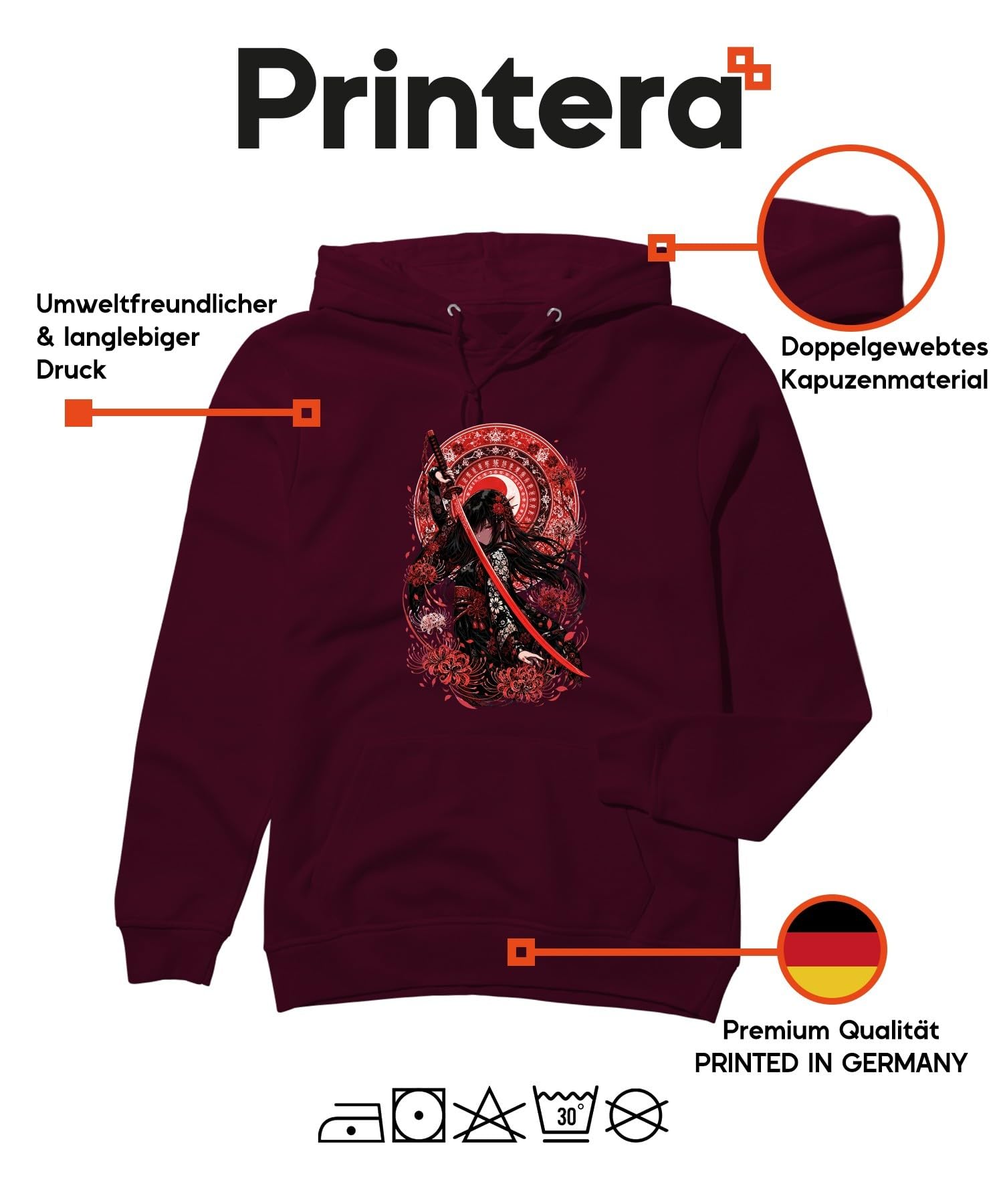 Anime Dziewczęca Katana Japonia Y2K bluza z kapturem | Otaku Manga Bushido Ronin Kwiaty Wiśni Sztuka japońska E-Girl Dark Fantasy Cosplay Prezent Lycoris Radiata Ninja
