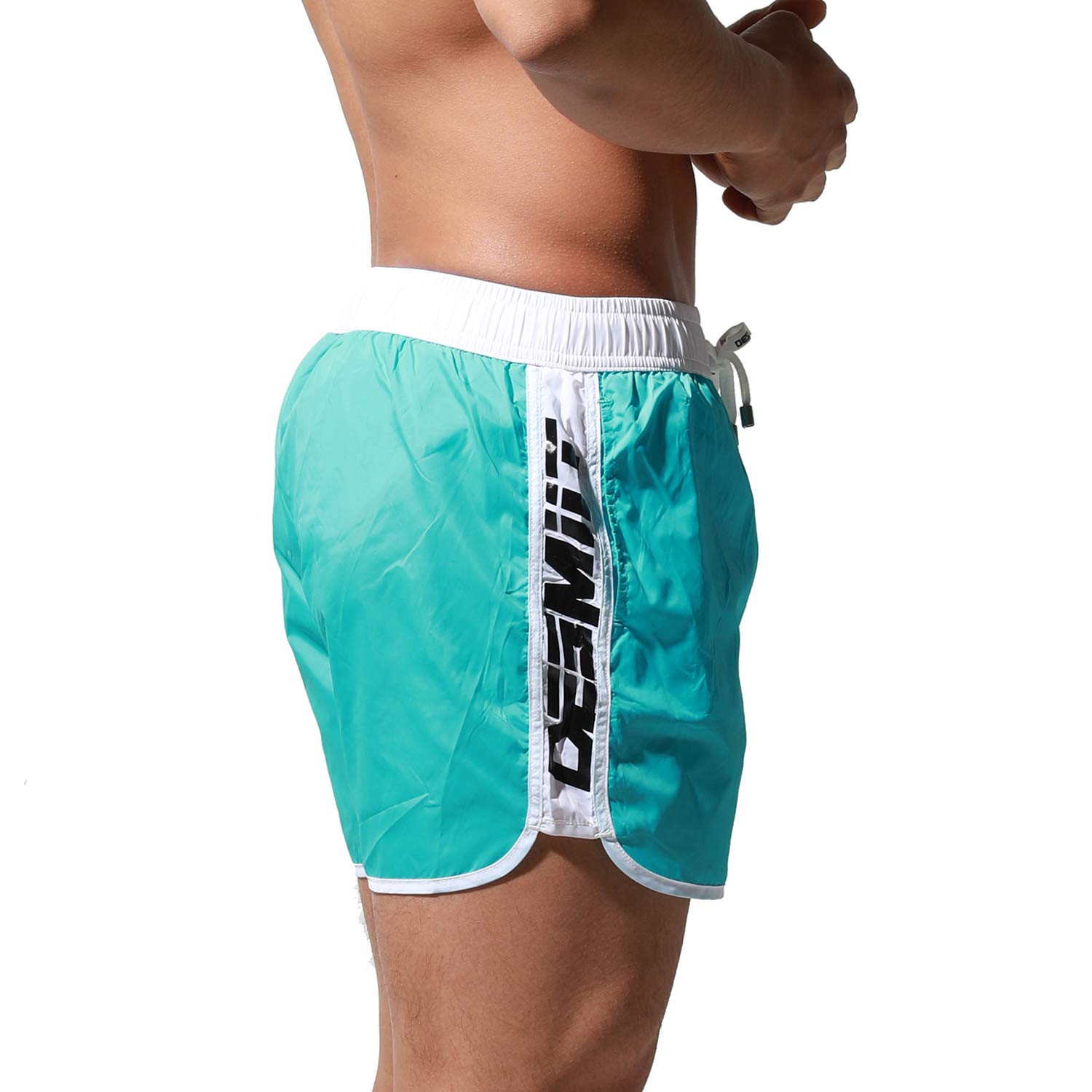 DESMIIT Men's Thin Loose Swimwear All-Day Comfort Board Shorts Surf Fast Dry Swimsuit Light Blue X-Large