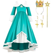 Galaxy Princess Costume for Girls, Rosalina Dresser with Crown, Wand, and Earrings, Kids Halloween Cosplay Costumes