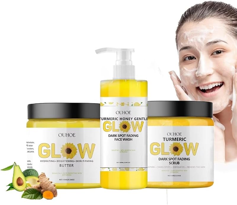 Conjunto de cuidados faciais com cúrcuma CLY AMS, 3 peças