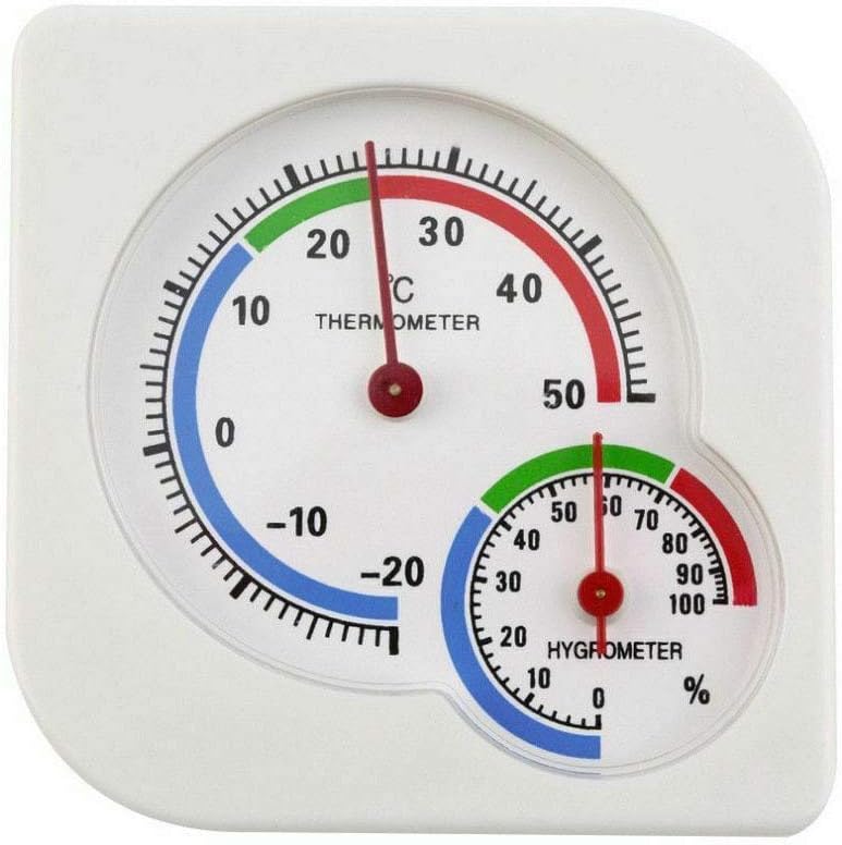 INRIGOROUS Hygrometer Thermometer, Mini Dial Thermometer Hygrometer Indoor Temperature and Humidity Meter Monitor for Home Office Room Greenhouse (White)