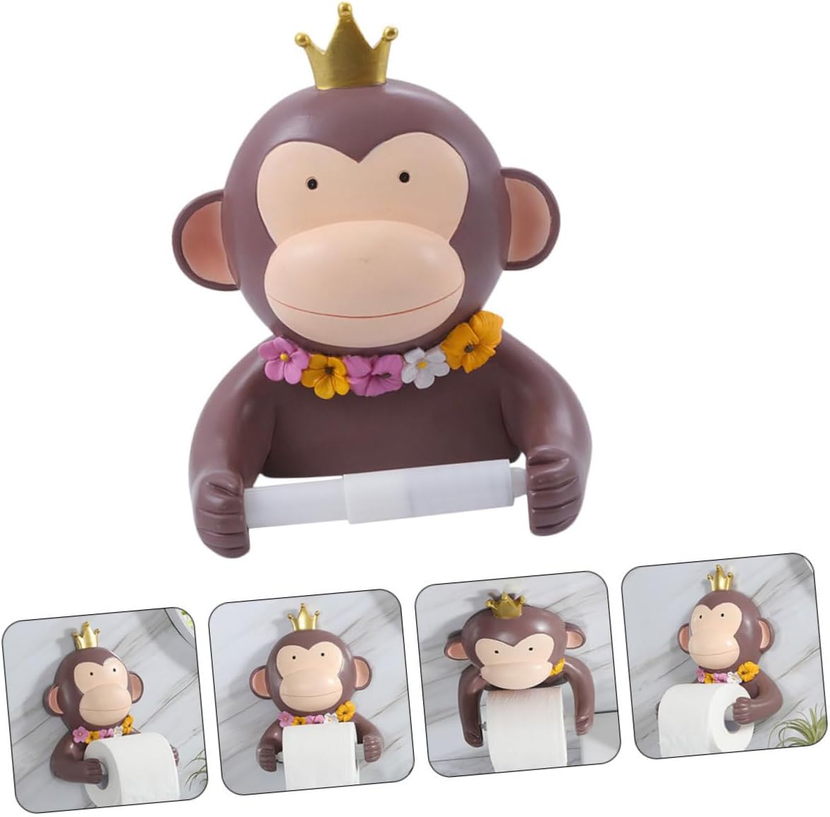 Balacoo Cartoon Tissue Rack Roll Paper Stand Brown Wall Mounted Toilet Paper Holder Creative Bathroom Decor Compact Friendly