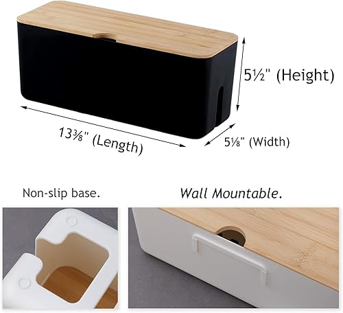 Miniatura 4 de Changsuo Caja organizadora de cables de montaje en pared, caja organizadora de cables grande para cable de extensión, protector de sobretensiones,