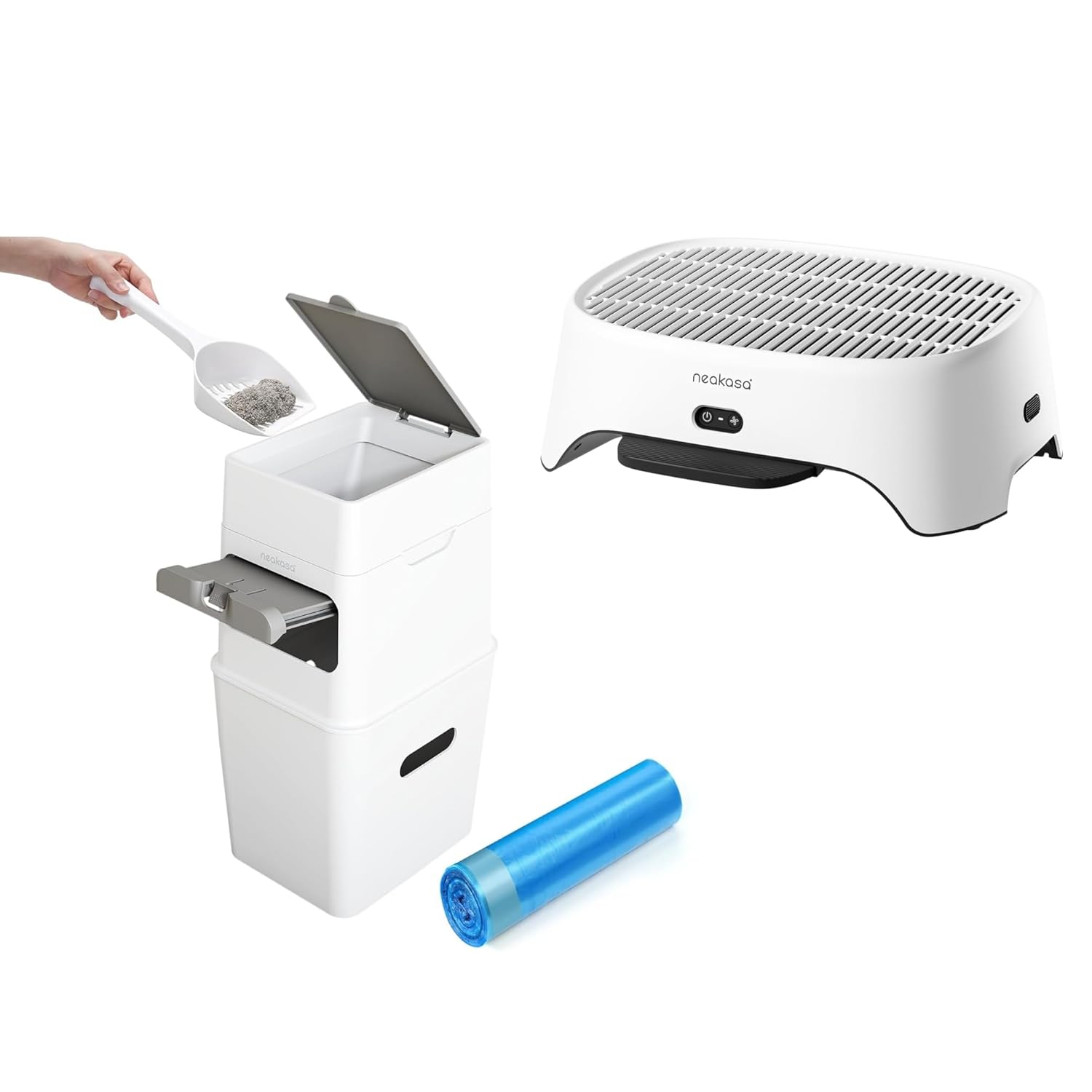 Neakasa PooGuard Litter Disposal Bin and Airstep, 2-in-1 Litter Box Air Purifier & Cat Step, 3-Mode Odor