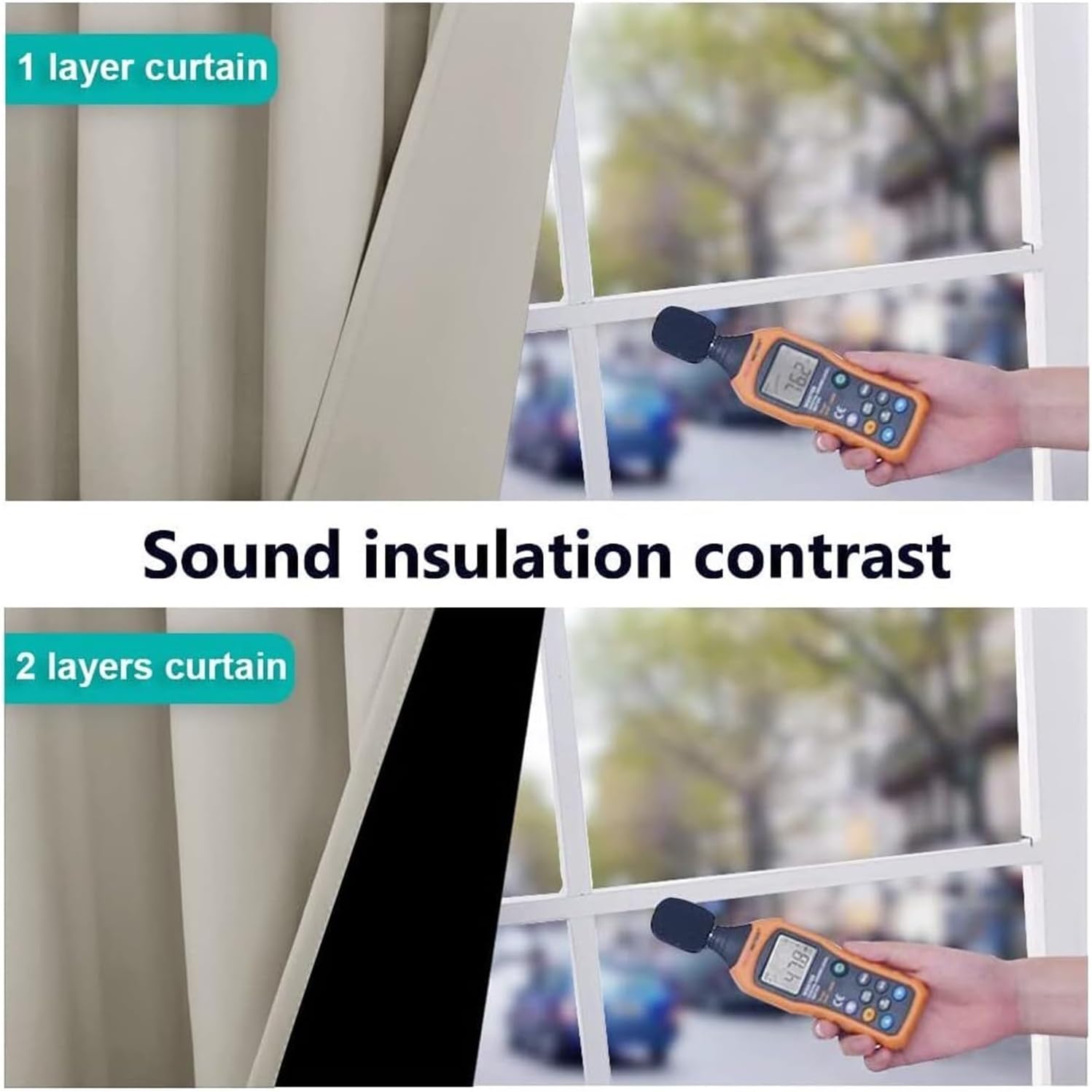 Thermal Insulated Blackout Curtains Blackout Curtains for Bedroom Thermal Insulation Noise Reduction(132x160cm)