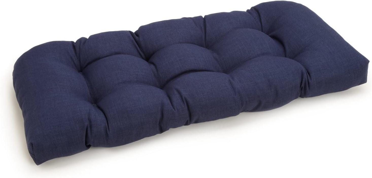 Blazing Needles Indoor/Outdoor Rounded Back Loveseat Cushion, 42" x 19", Azul