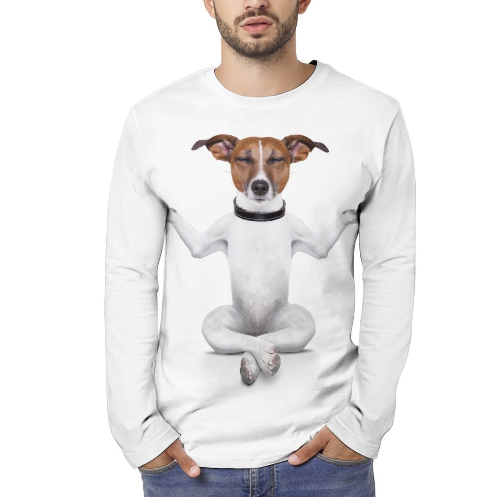 Amazon.co.jp: ジャックラッセルテリア ヨガ 犬柄 長袖tシャツ メンズ