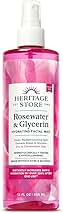 HERITAGE STORE Rosewater & Glycerin Hydrating Facial Mist - Dry Combination Skin Care - Rose Water Spray w/Vegetable Glycerine, Made Without Dyes or Alcohol, Hypoallergenic, Vegan, Cruelty Free, 12oz