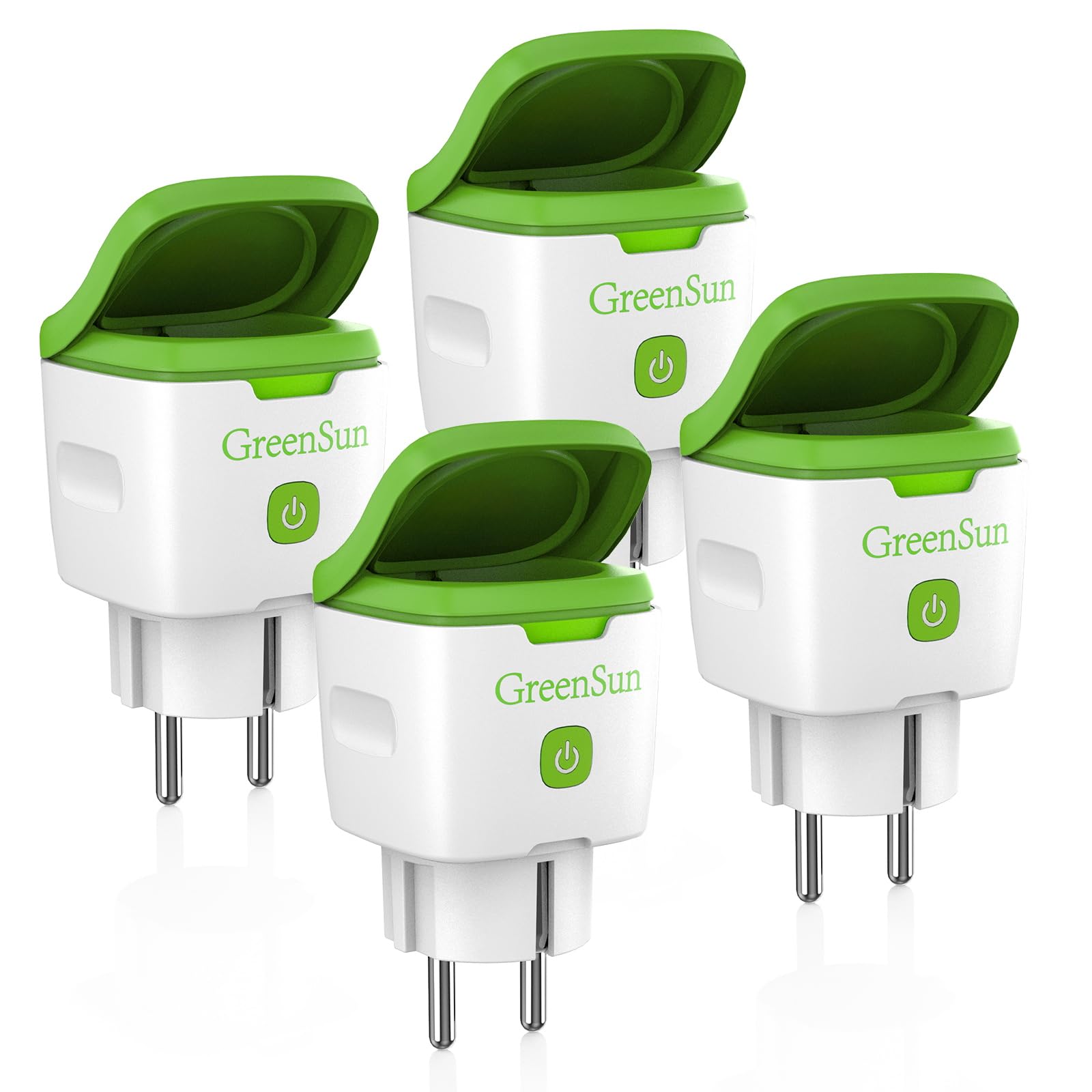 GreenSun enchufe Inteligente Medidor de Consumo Exterior 16A Programable Temporizador Control Remoto APP-Voz Compatible Alexa Google 4PCS