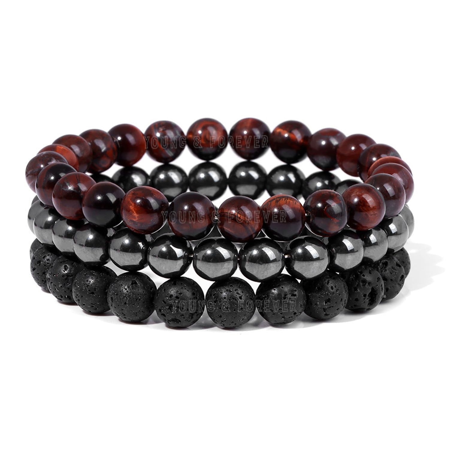 Gift D'vine Natural Gemstones Reiki Crystal Semi Precious Crystal Beads Combo Layered Bracelets for Men and Women-image-9
