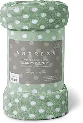 Manta Soft Poá Casal Dottie Antialérgica Macio Inverno 1,80m x 2,20m (Verde, Casal)