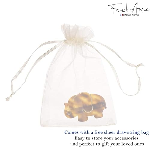 Miniatura 8 de French Amie Cáscara de tortuga de cristal elefante marrón 3 14 pulgadas acetato de celuloide hecho a mano pinza automática para el pelo con cierre