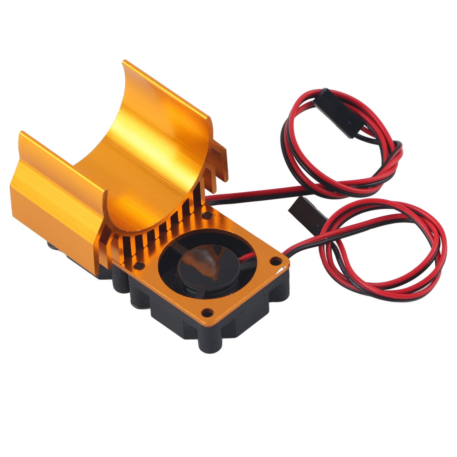 Lybunair 540/550 RC Motor Heat Sink with Twin Cooling Fan for 1/10 Scale Electric RC Car (Gold)